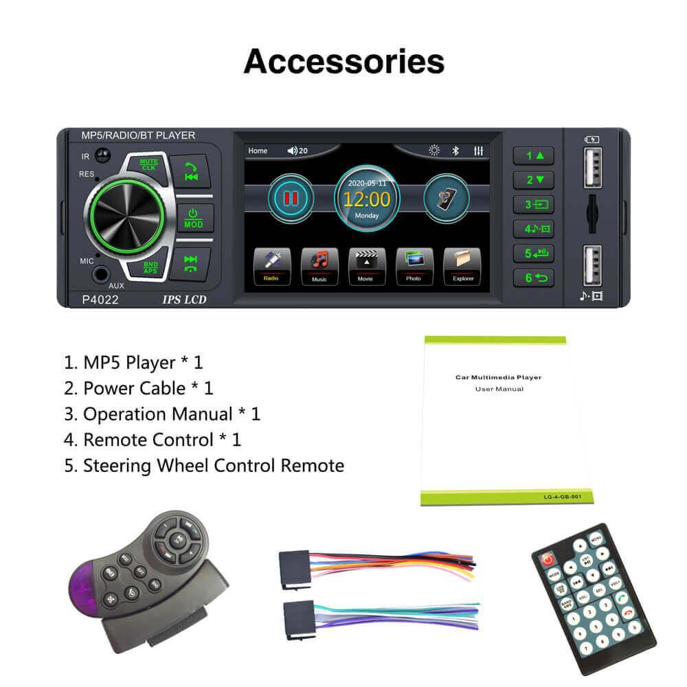 ESSGOO 3,8 Zoll 1-DIN Autoradio Touch Bluetooth Standard