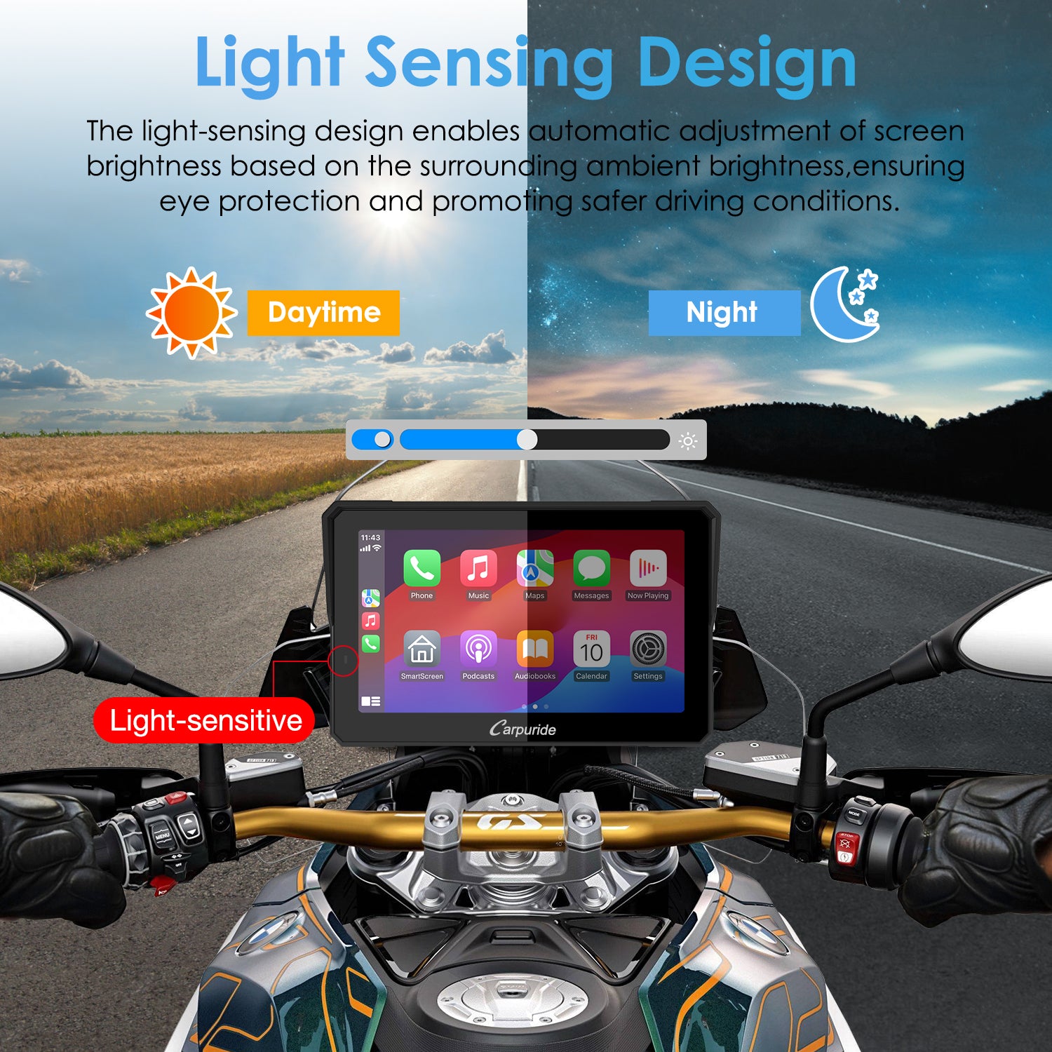 Carpuride W702B Pro Motorrad Display 7 Zoll IP67