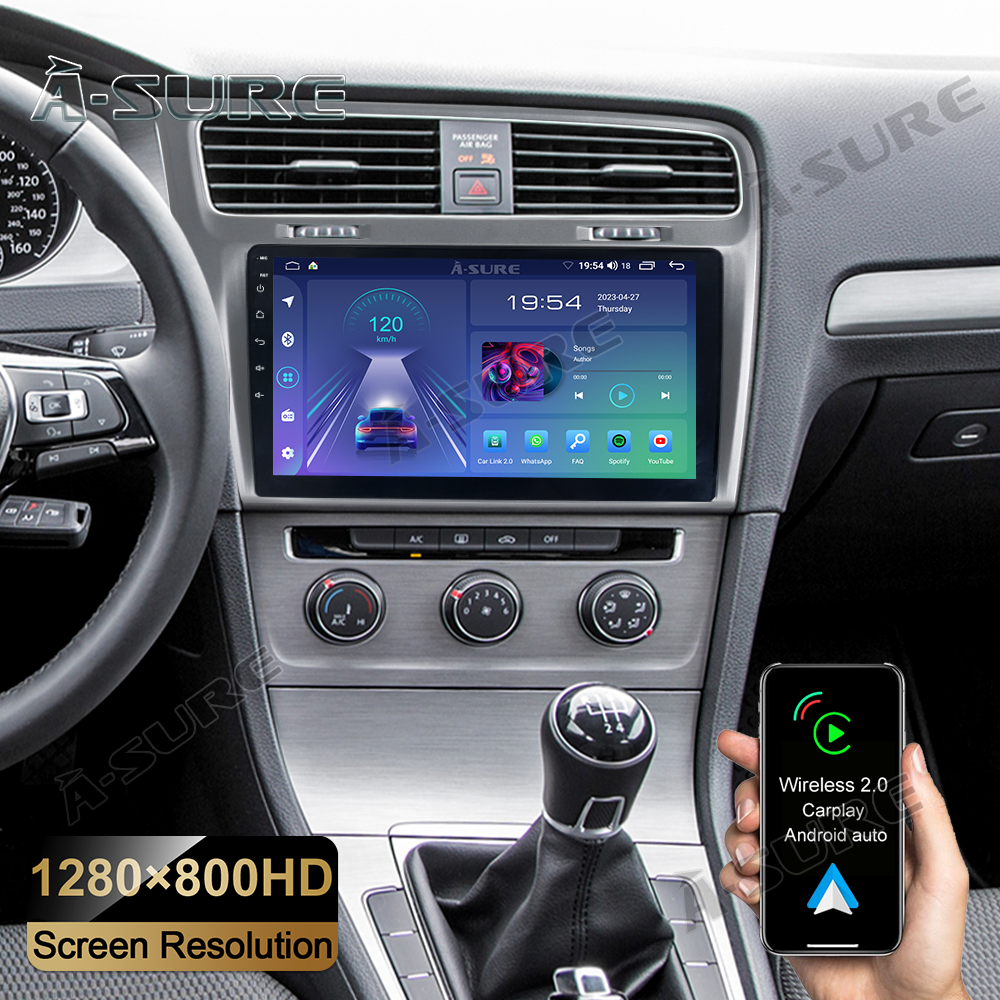 A-Sure GPS Autoradio VW Golf 7 10,1 Zoll Android 13 Schwarz