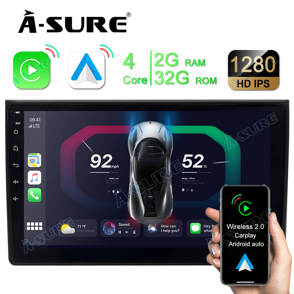 A-Sure GPS 9 Zoll Autoradio für A4 B6 B7 mit Carplay