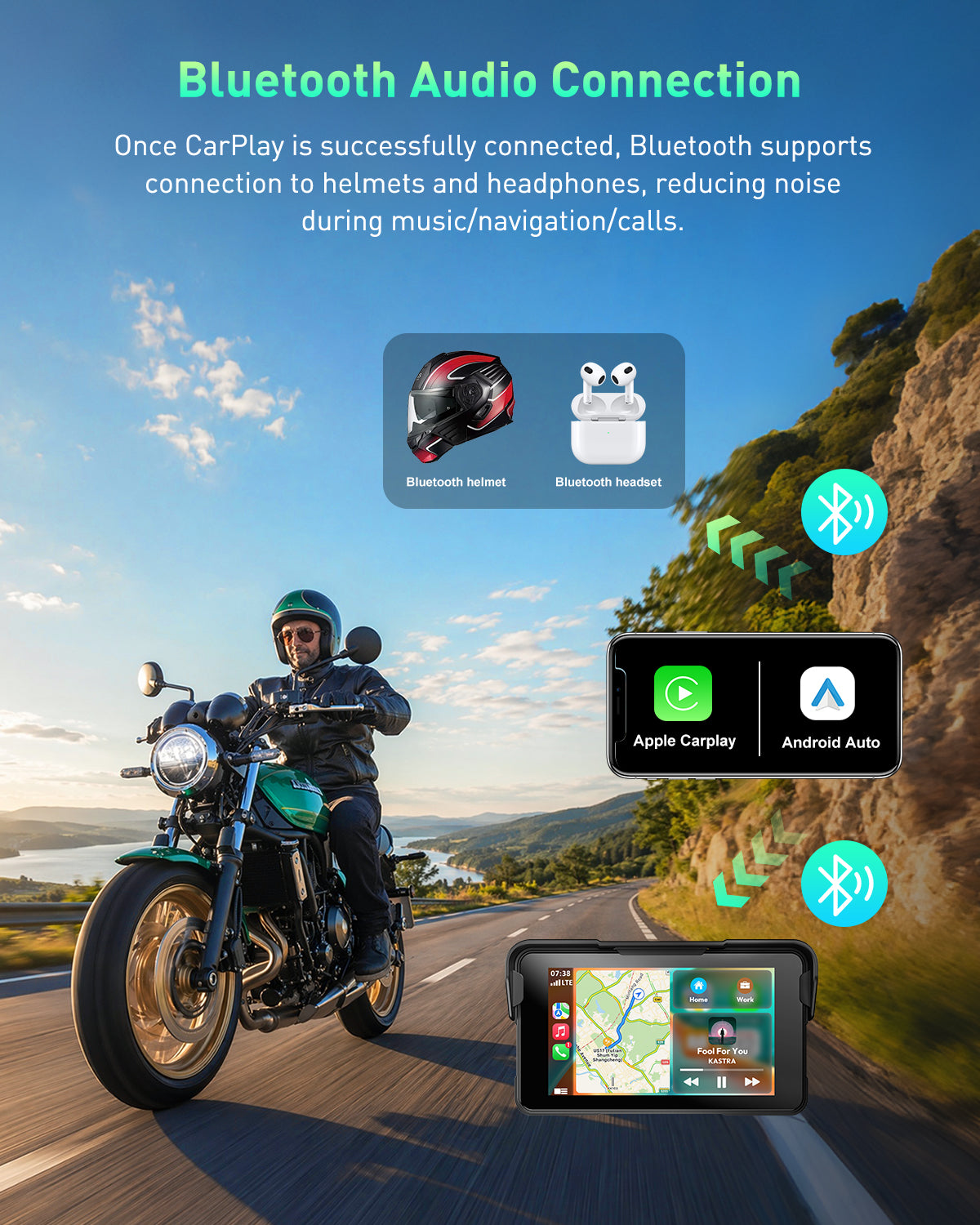 ESSGOO E10 Motorrad Navi 5 Zoll CarPlay Display