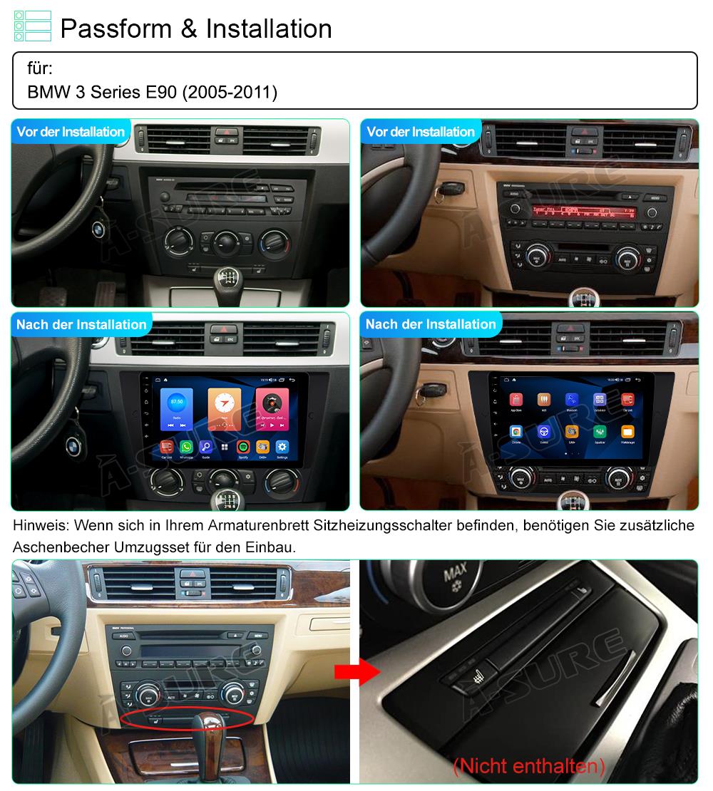 A-Sure GPS BMW E90 Autoradio 4+64GB Android 10 4G LTE