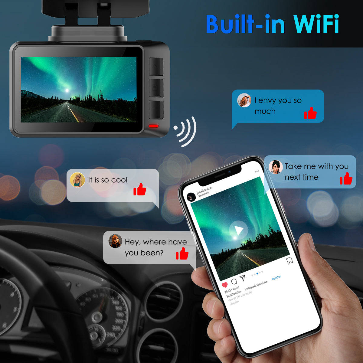 Carpuride Accessories T8 Dashcam 4K UHD 2,45-Zoll IPS