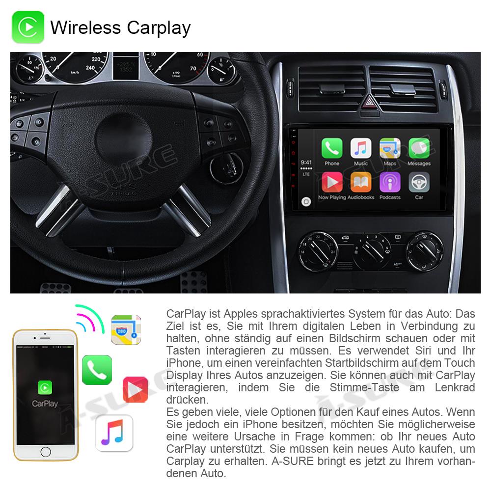 A-Sure GPS Mercedes W169 Autoradio 9 Zoll 4+64GB LTE