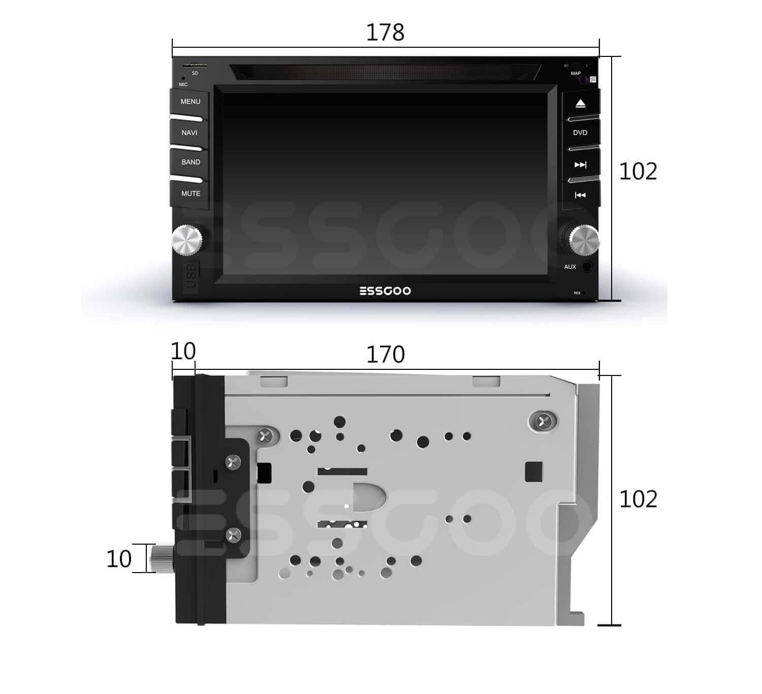 ESSGOO Car Stereo FR6201 Doppel DIN Autoradio DVD mit Kamera