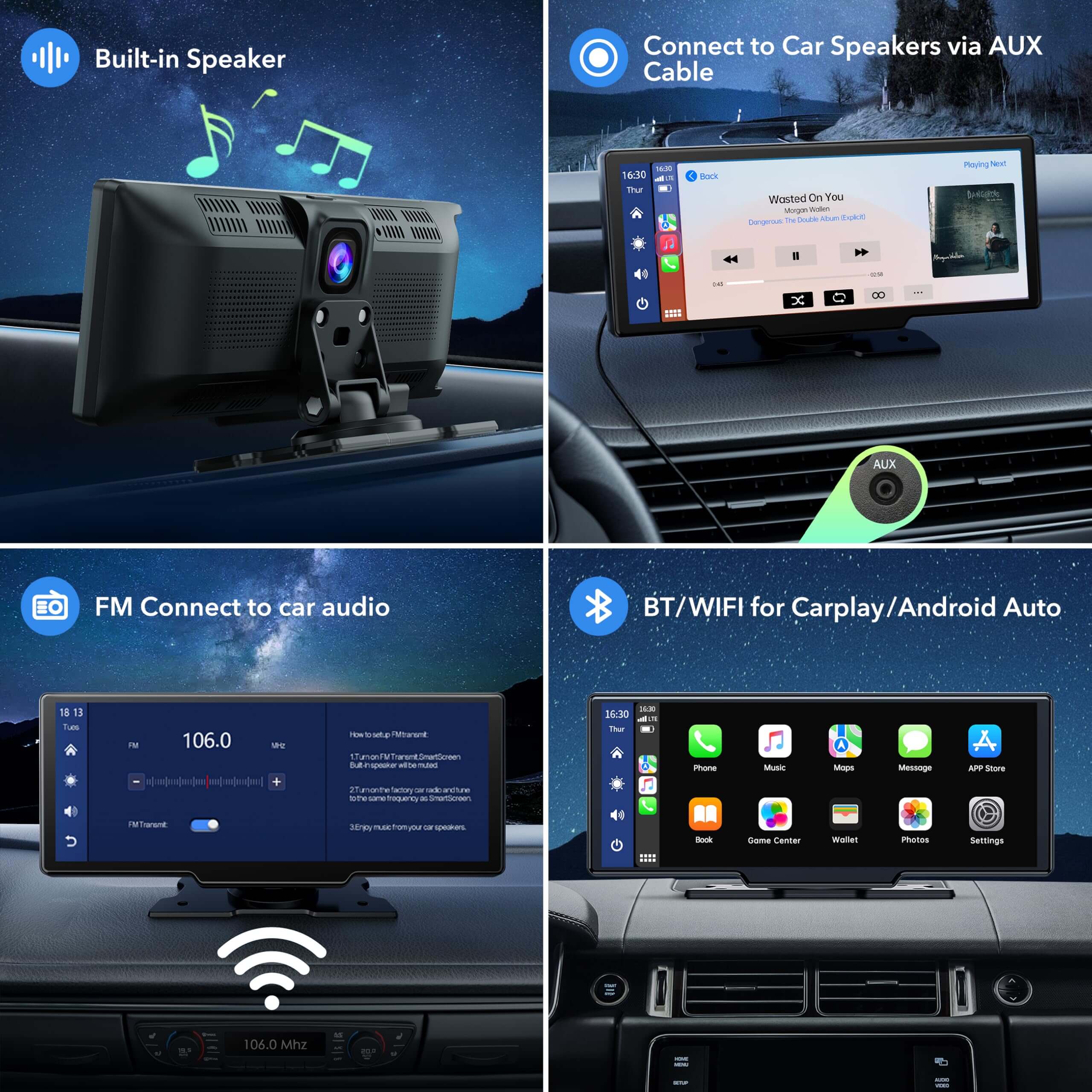 LAMTTO RC06 CarPlay Display 9,26 Zoll Dual Kamera