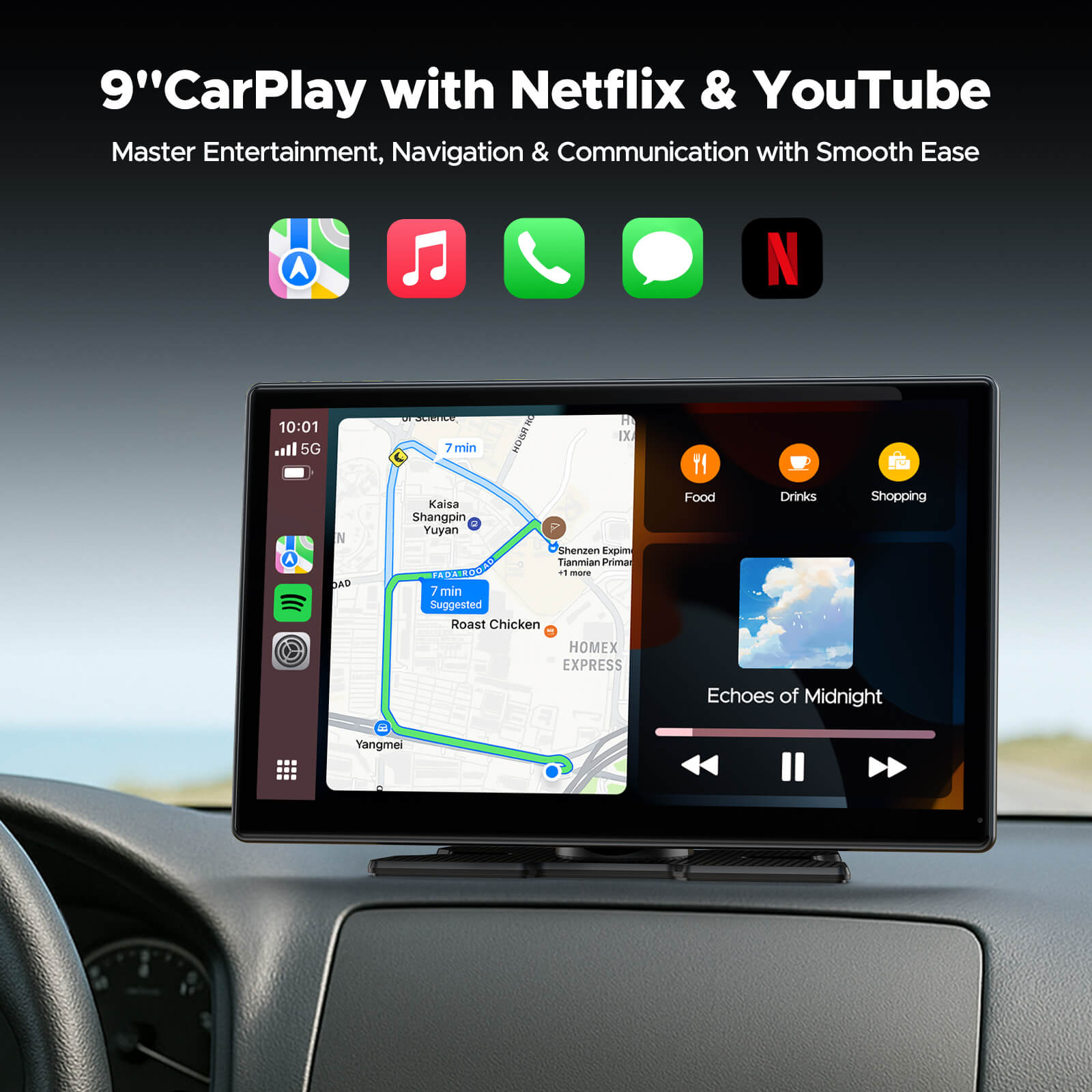 LAMTTO Carplay RC30 9 Zoll CarPlay-Display Netflix Kamera
