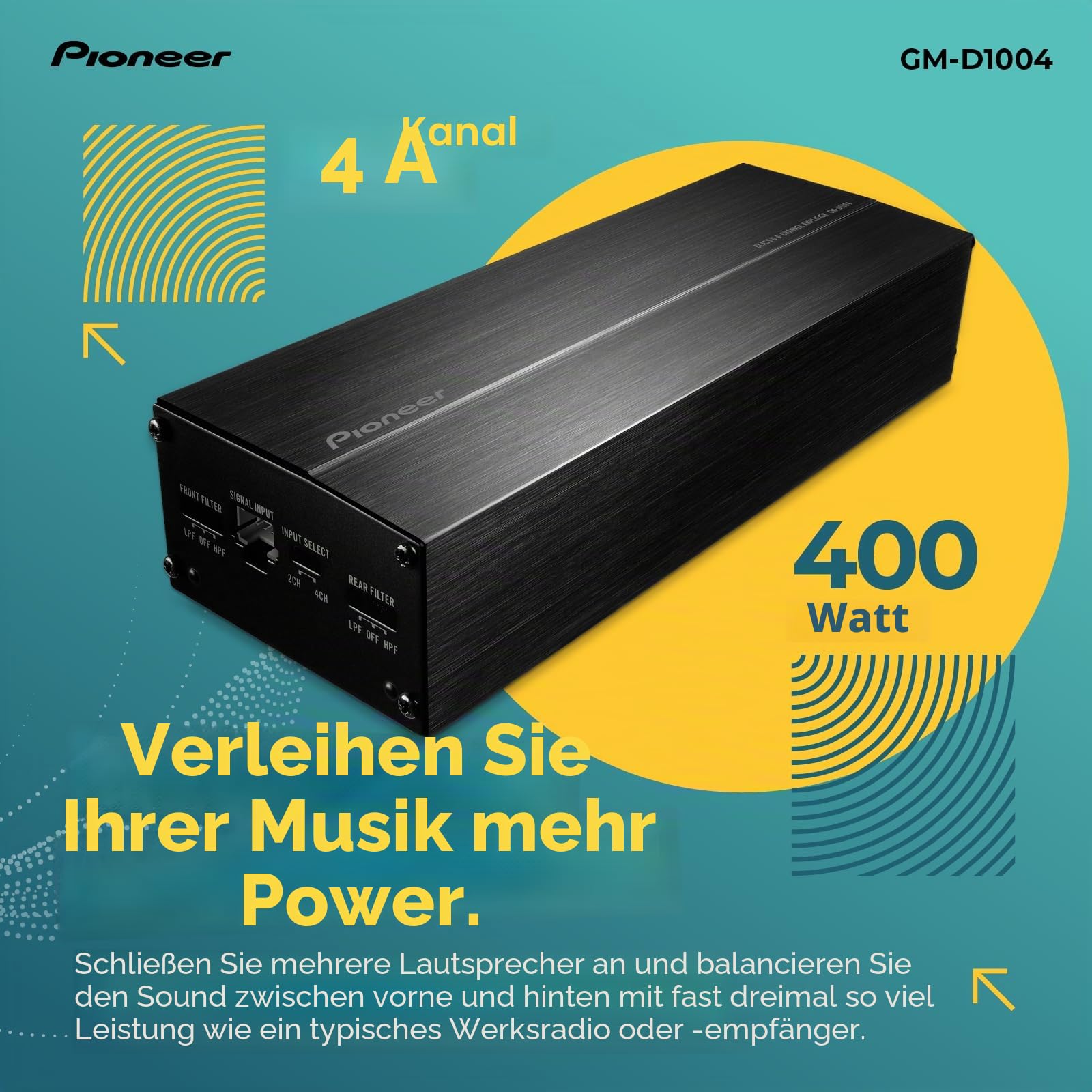 Pioneer GM-D1004 4-Kanal Endstufe Class-D 400W Kompakt
