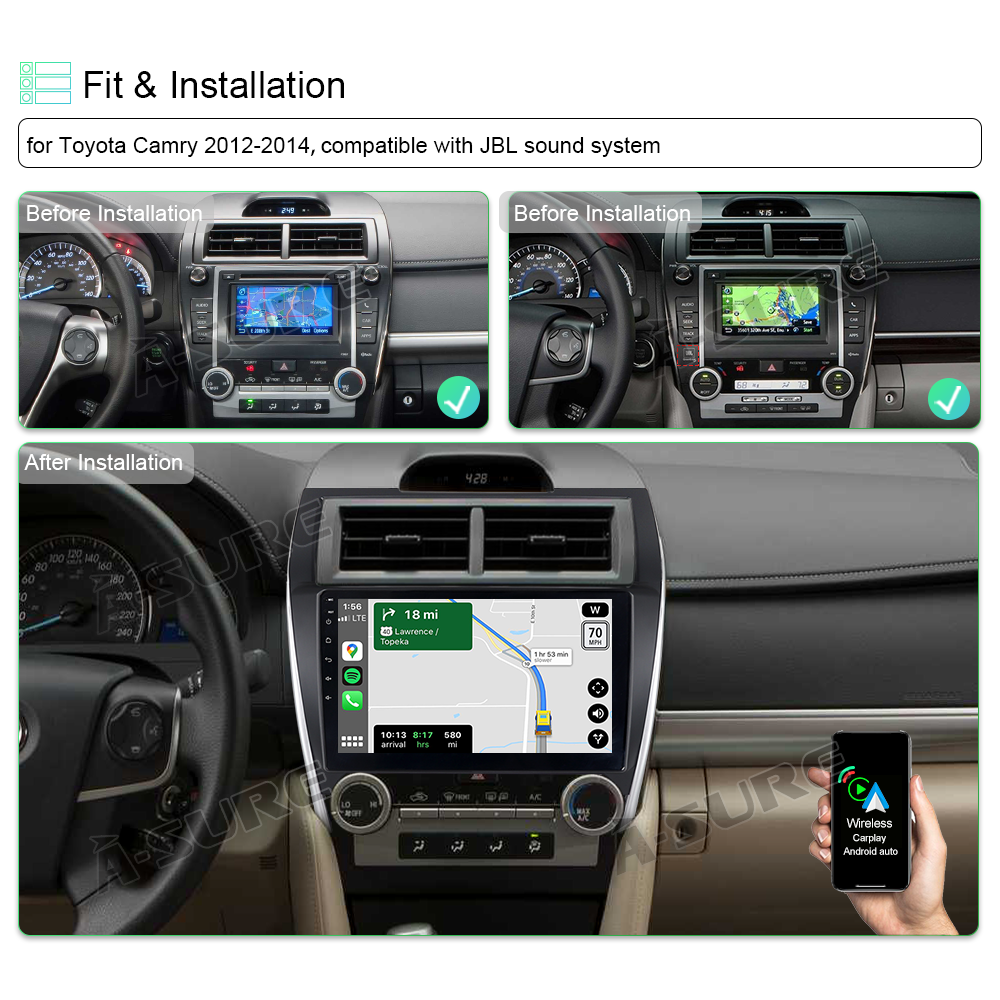 A-Sure GPS Autoradio Toyota Camry 10,1 Zoll 2+32GB JBL