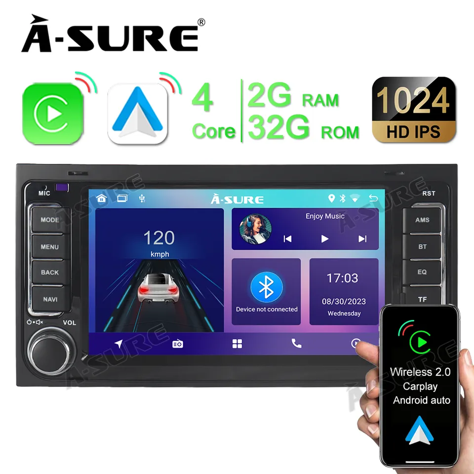 A-Sure GPS T5 Autoradio 7 Zoll 32GB Android 12 CarPlay
