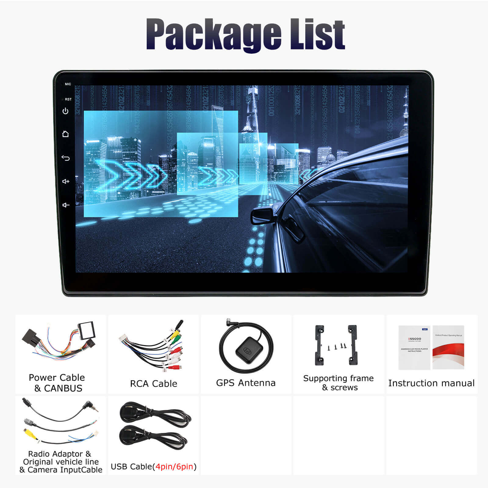 ESSGOO AR1001 Transit Custom Autoradio 10 Zoll Android
