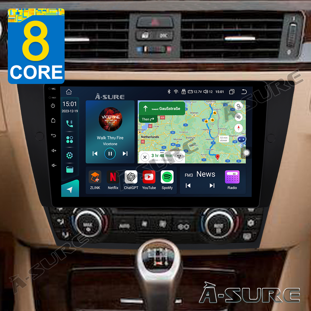 A-Sure BMW E90 Autoradio 4+64GB 8-Kern CarPlay