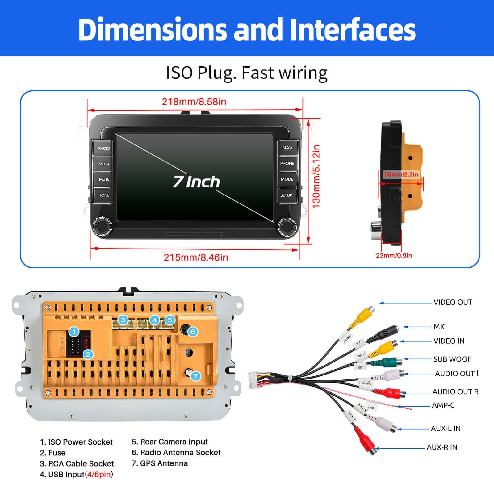 ESSGOO AR7002 MP5 Autoradio 7 Zoll für VW Golf 5 6 Android
