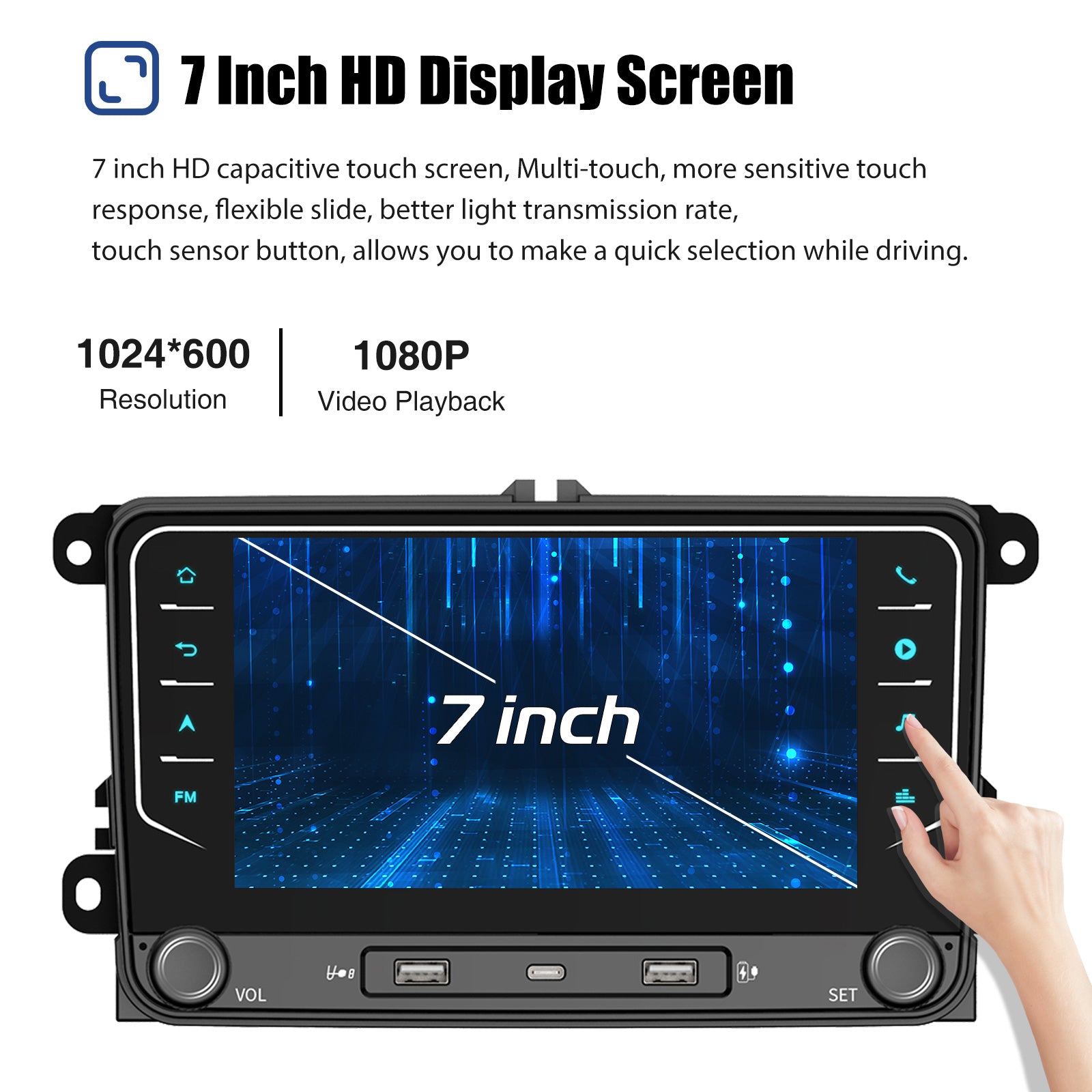 ESSGOO Car Stereo AR7002-7021D Autoradio 7 Zoll Android 16 für VW