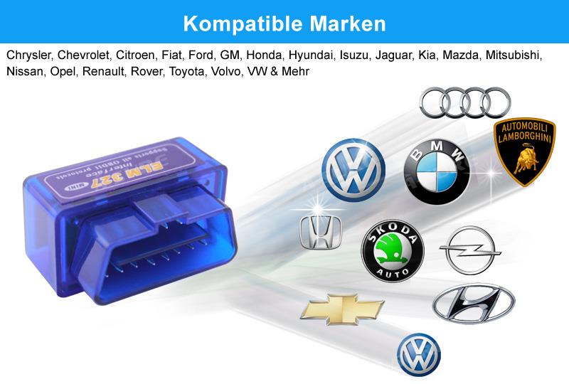 A-Sure Radio accessories ELM327 OBD2 Diagnosegerät Bluetooth Adapter