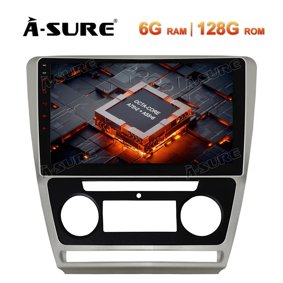 A-Sure GPS 10,1 Zoll Android 10 Autoradio Skoda Octavia 6+128GB