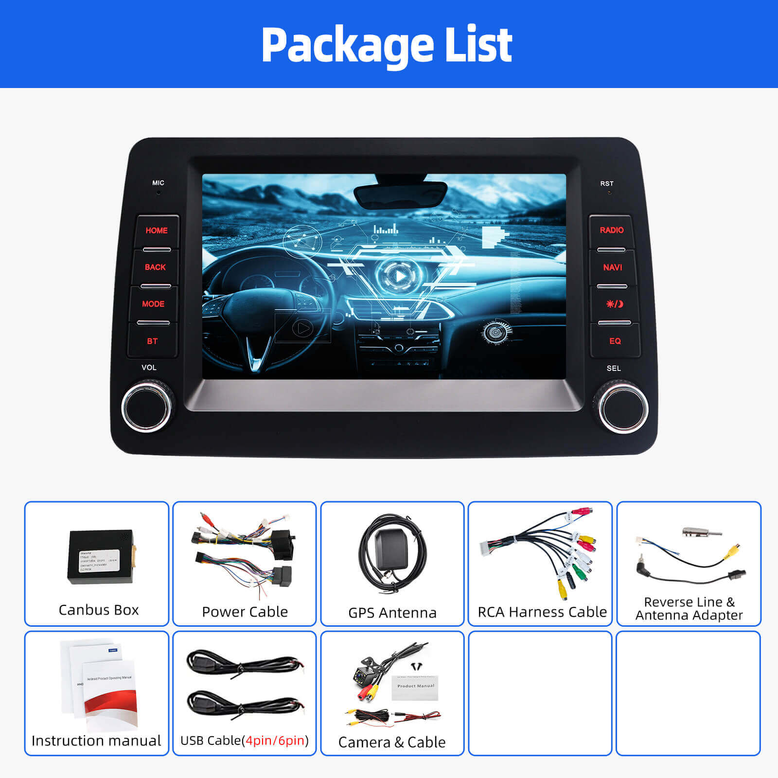 ESSGOO AR7001 Fiat Panda Autoradio 7 Zoll Bluetooth