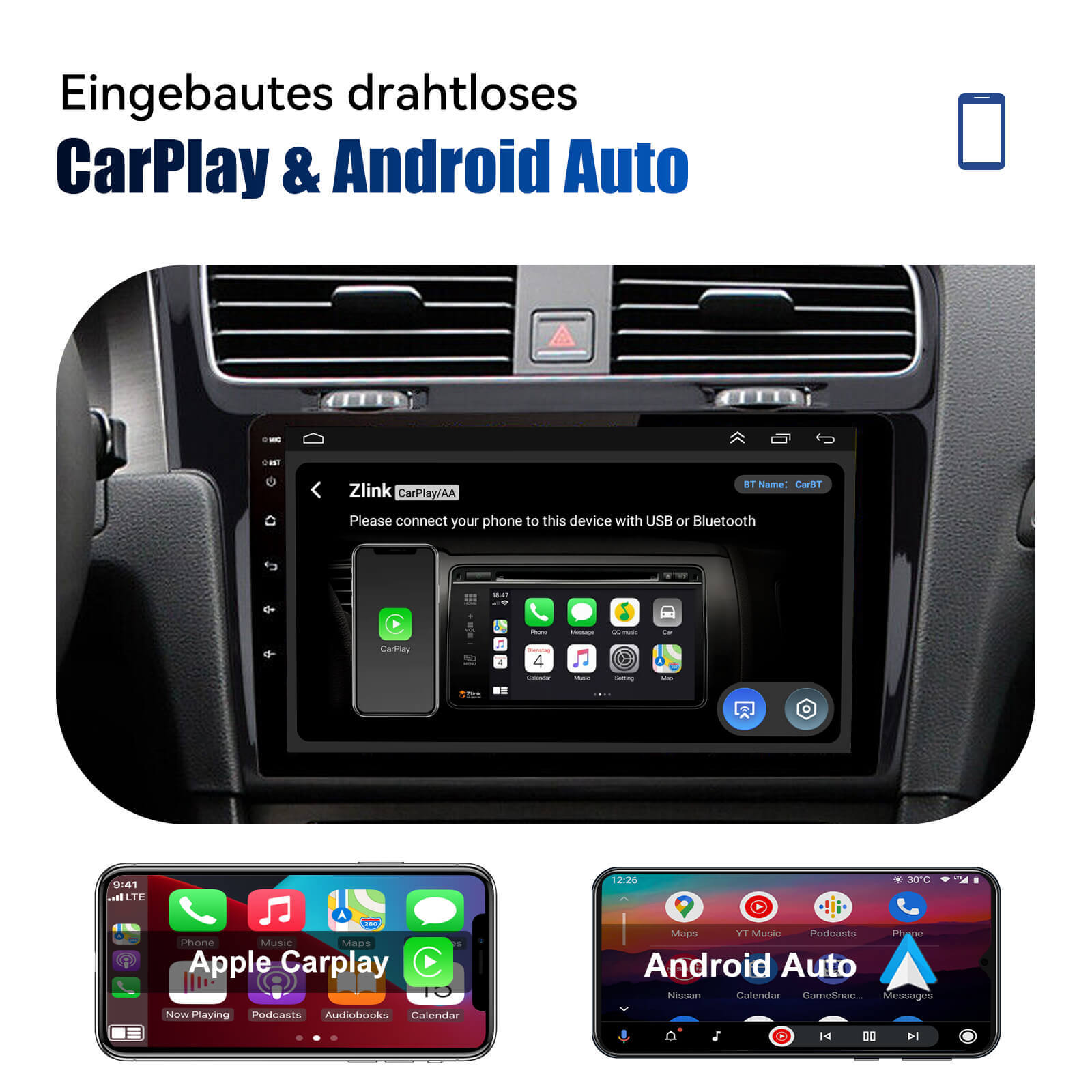 ESSGOO Car Stereo Golf 7 Autoradio 10 Zoll Standard Touchscreen