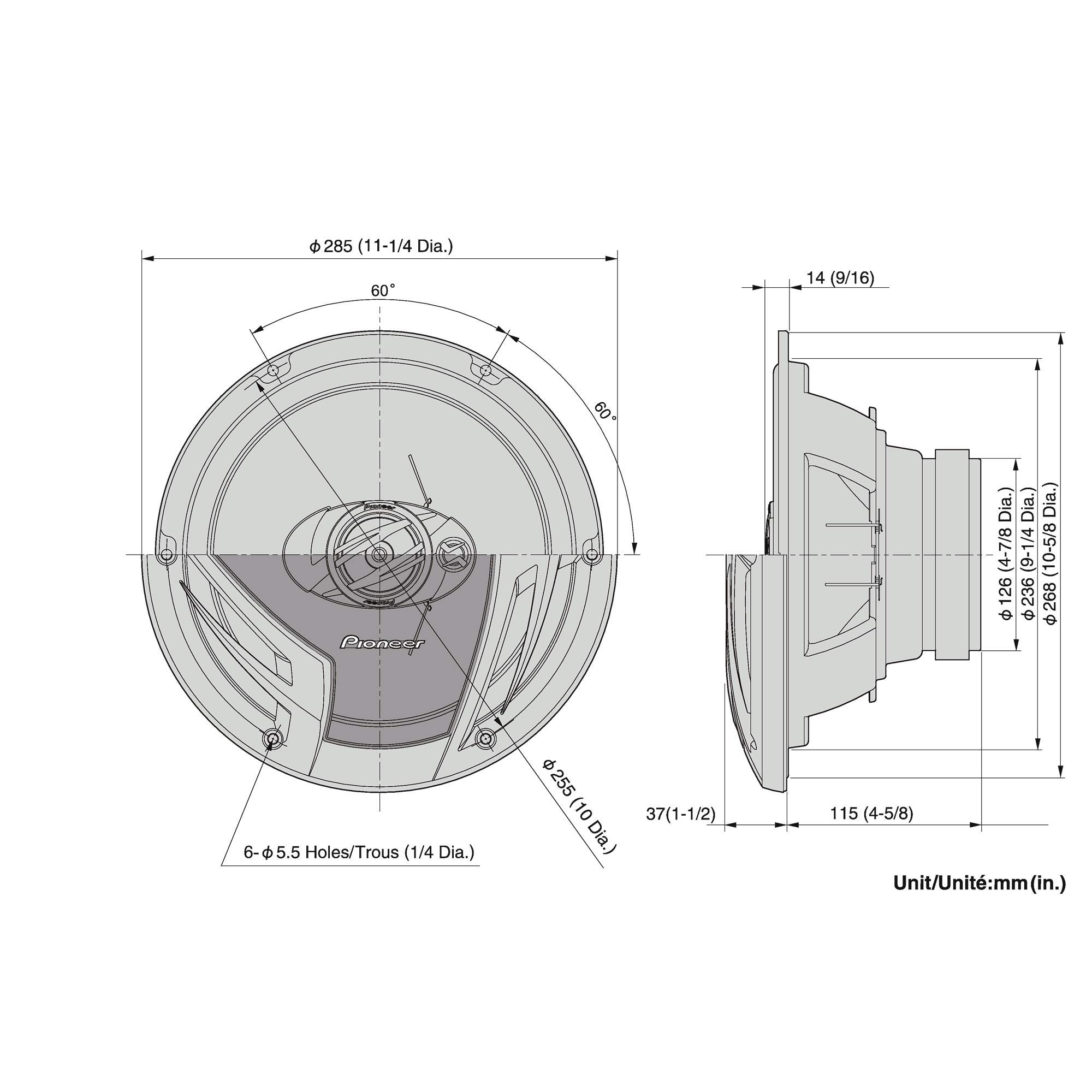 Pioneer TS-A2503I 25 cm 3-Wege Lautsprecher Set 420W mit Gitter