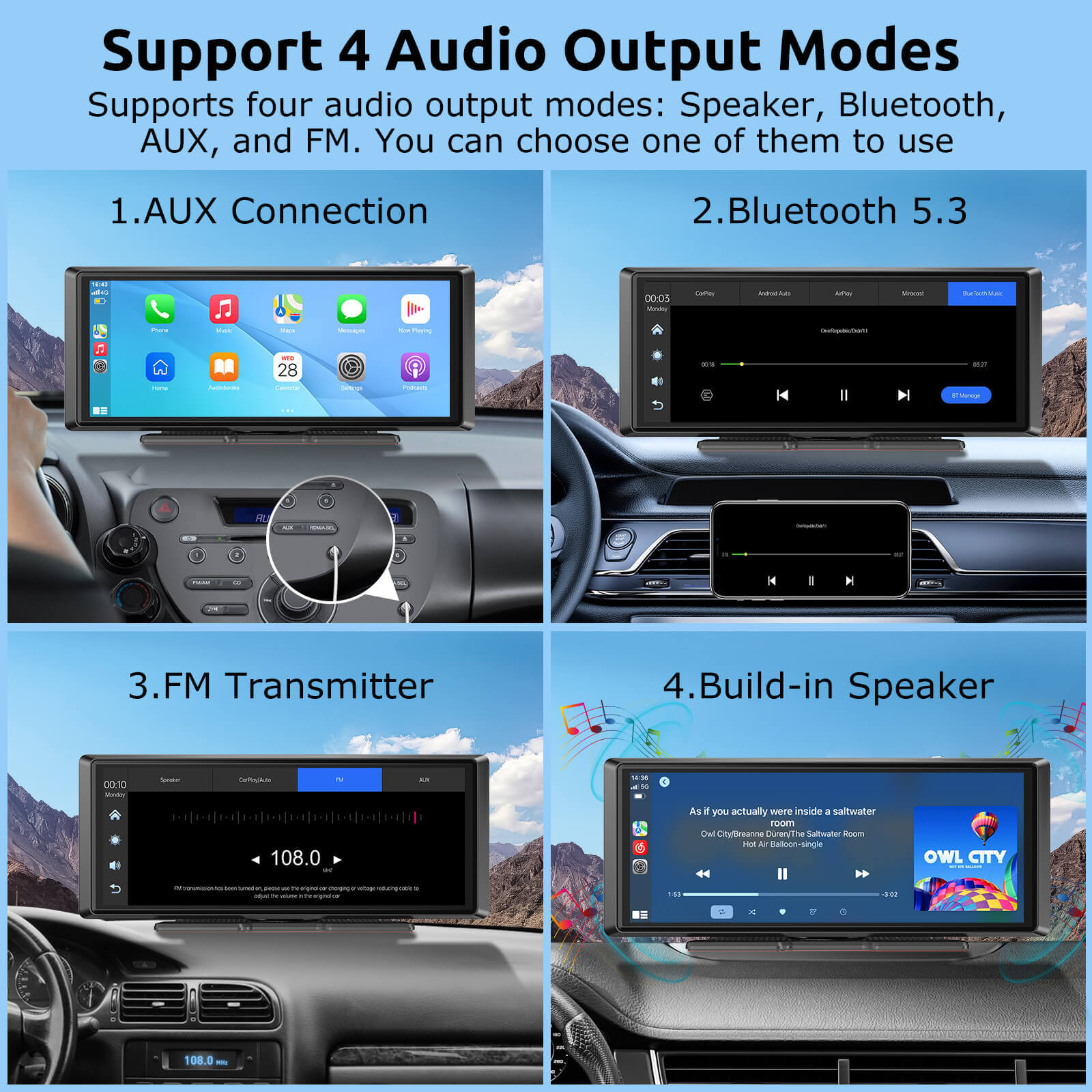 ESSGOO Portable CarPlay E40 CarPlay-Display 8,1 Zoll WLAN