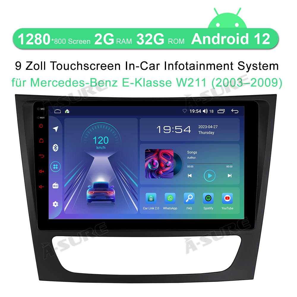 A-Sure GPS car radios 9 Zoll Autoradio Mercedes E-Klasse 32GB