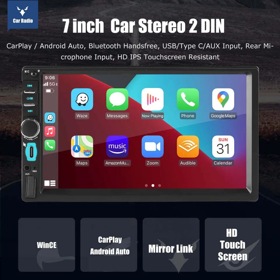 ESSGOO Car Stereo MP5 7018B 2-DIN Autoradio 7 Zoll Touchscreen