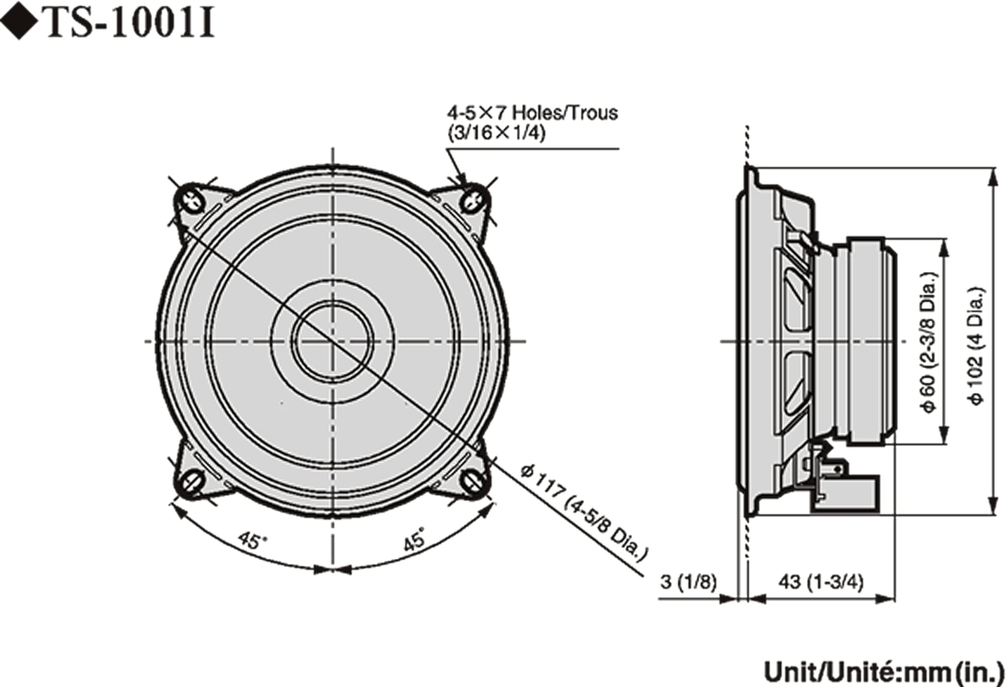 Pioneer TS-1001I 10 cm Autolautsprecher Set 110W mit Gitter