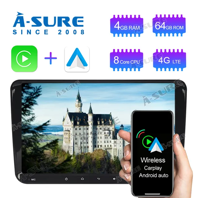 A-Sure 9 Zoll IPS Autoradio Passat Golf Tiguan 4+64GB