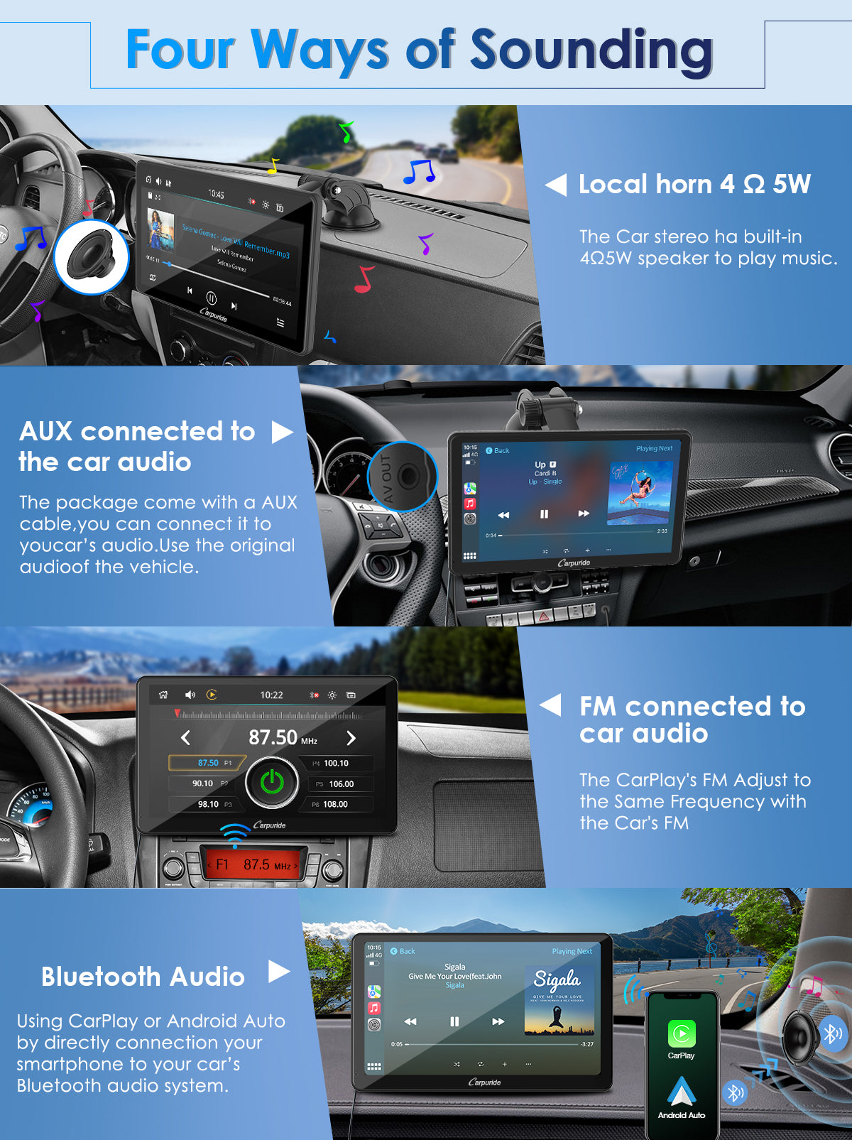 Carpuride W101 10,1 Zoll CarPlay-Display LKW Lichtsensor