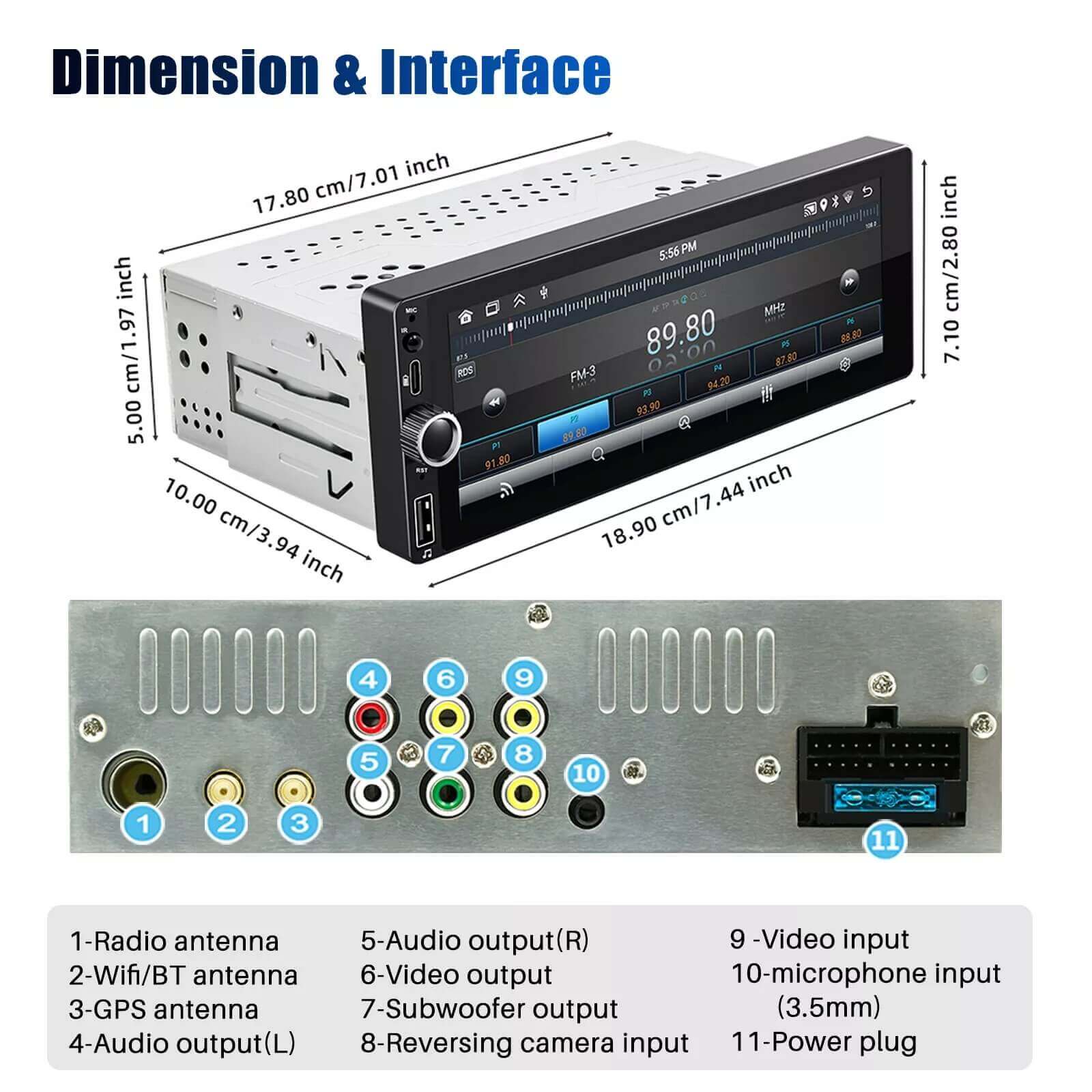ESSGOO SWM686 1 DIN Autoradio MP5 Player Bluetooth