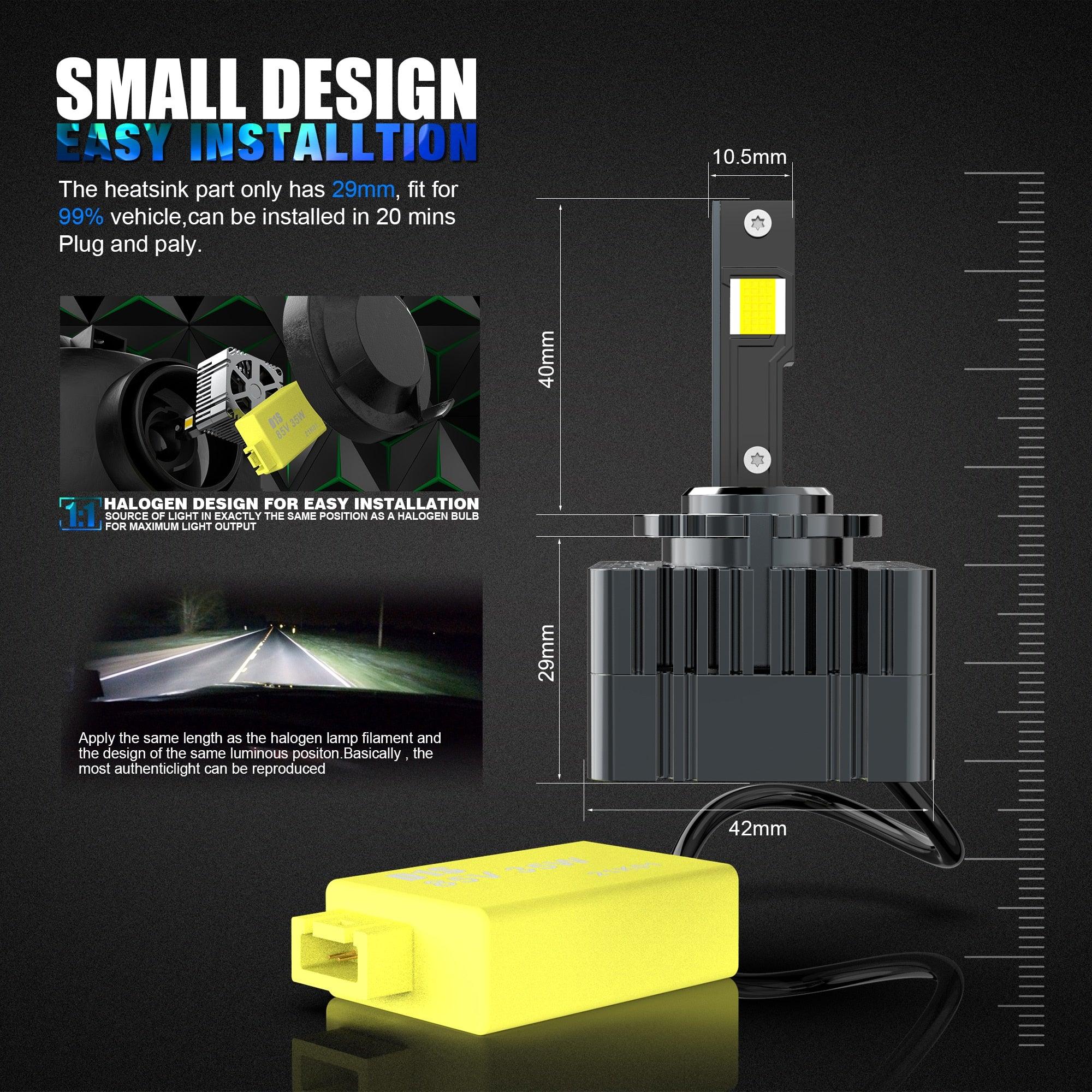 ESSGOO Auto Head Light D3S LED-Scheinwerfer 6500K 15200LM