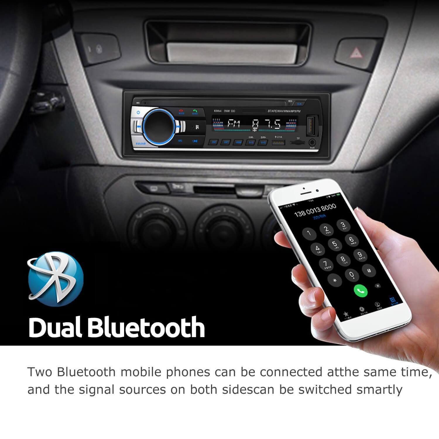 ESSGOO Car Stereo 1-DIN Autoradio Bluetooth USB AUX FM