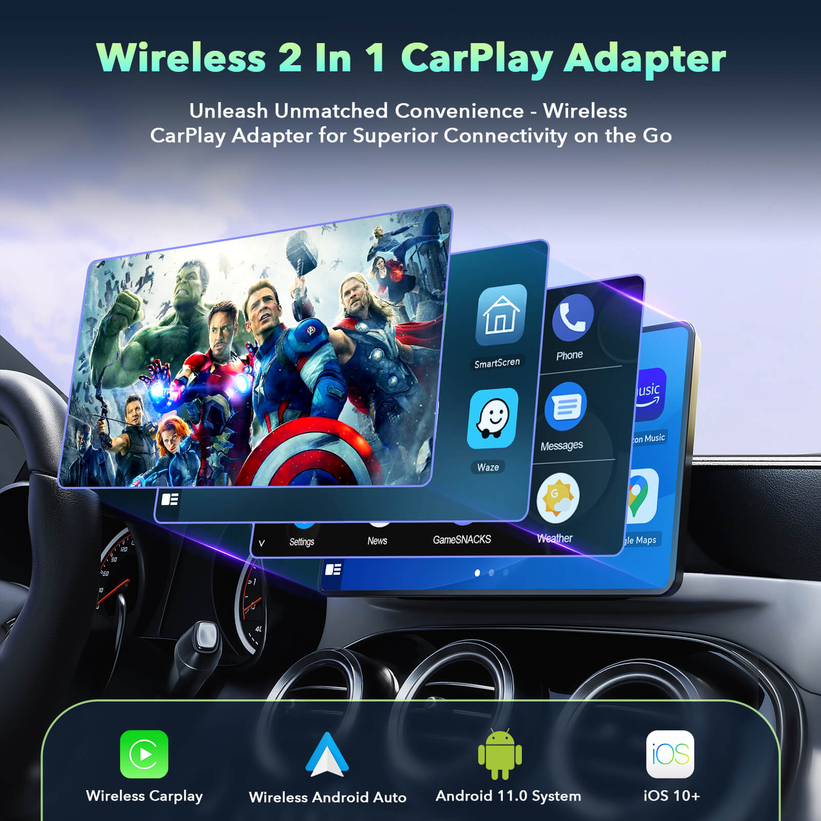 LAMTTO Adapter RC21 Wireless CarPlay Adapter 2-in-1