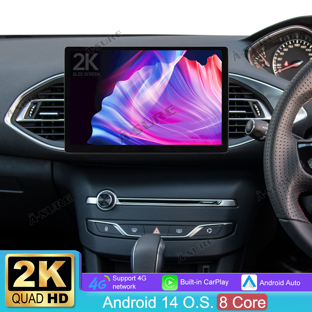 A-Sure GPS car radios Autoradio für Peugeot 308 II T9 13,1 Zoll 4+64GB