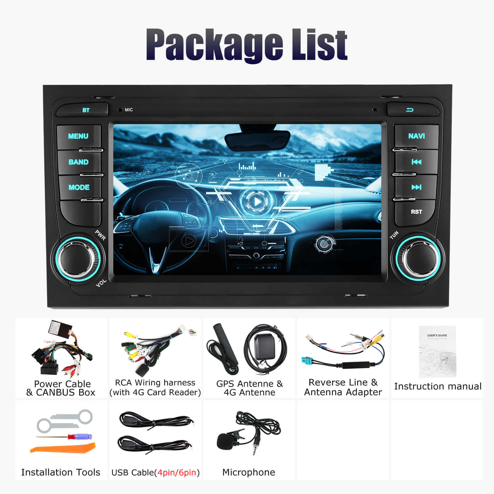 ESSGOO Car Stereo AR7001 MP5 Autoradio 7 Zoll für Audi A4 IPS