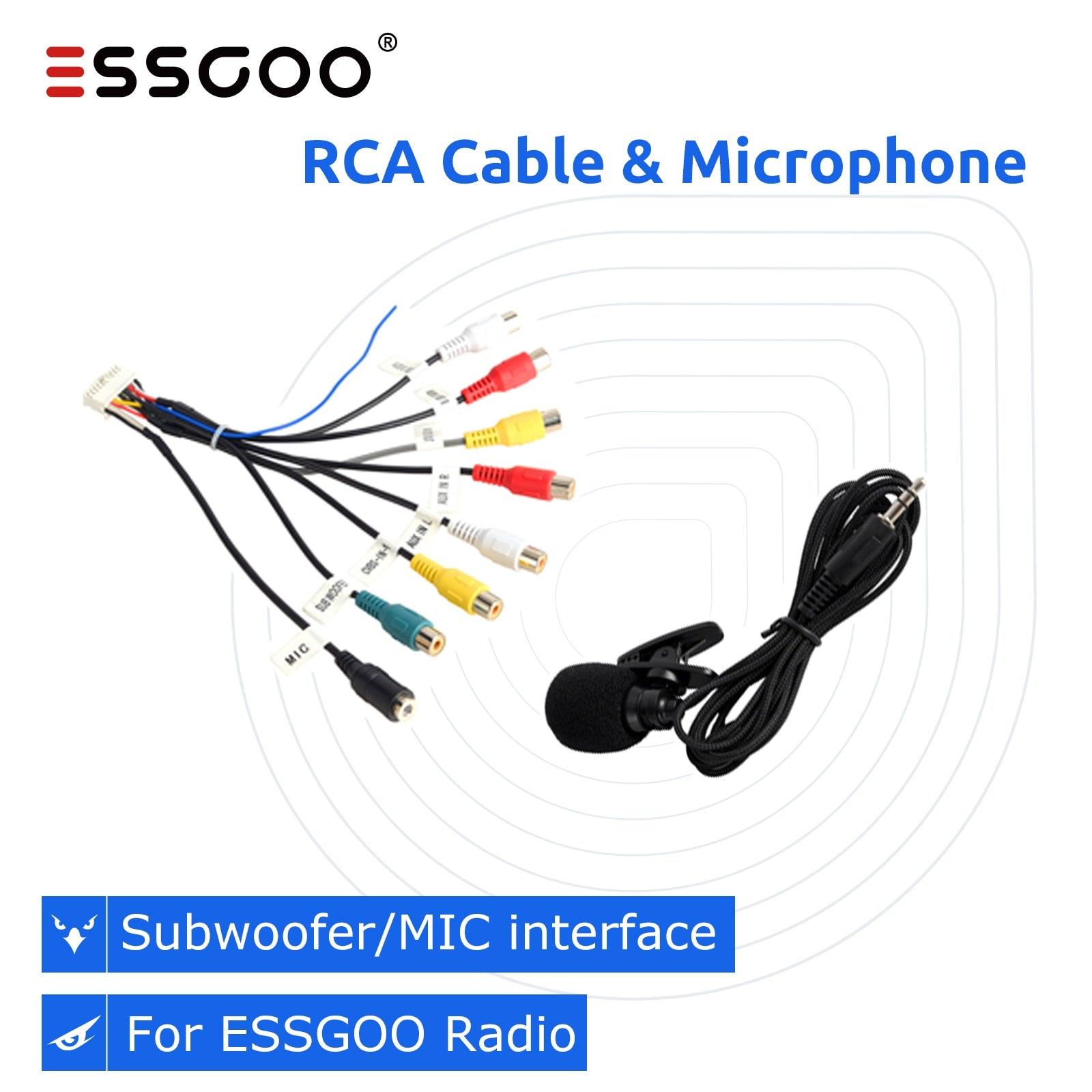 ESSGOO Accessories RCA-Kabel Subwoofer Mikrofon 3,5 mm