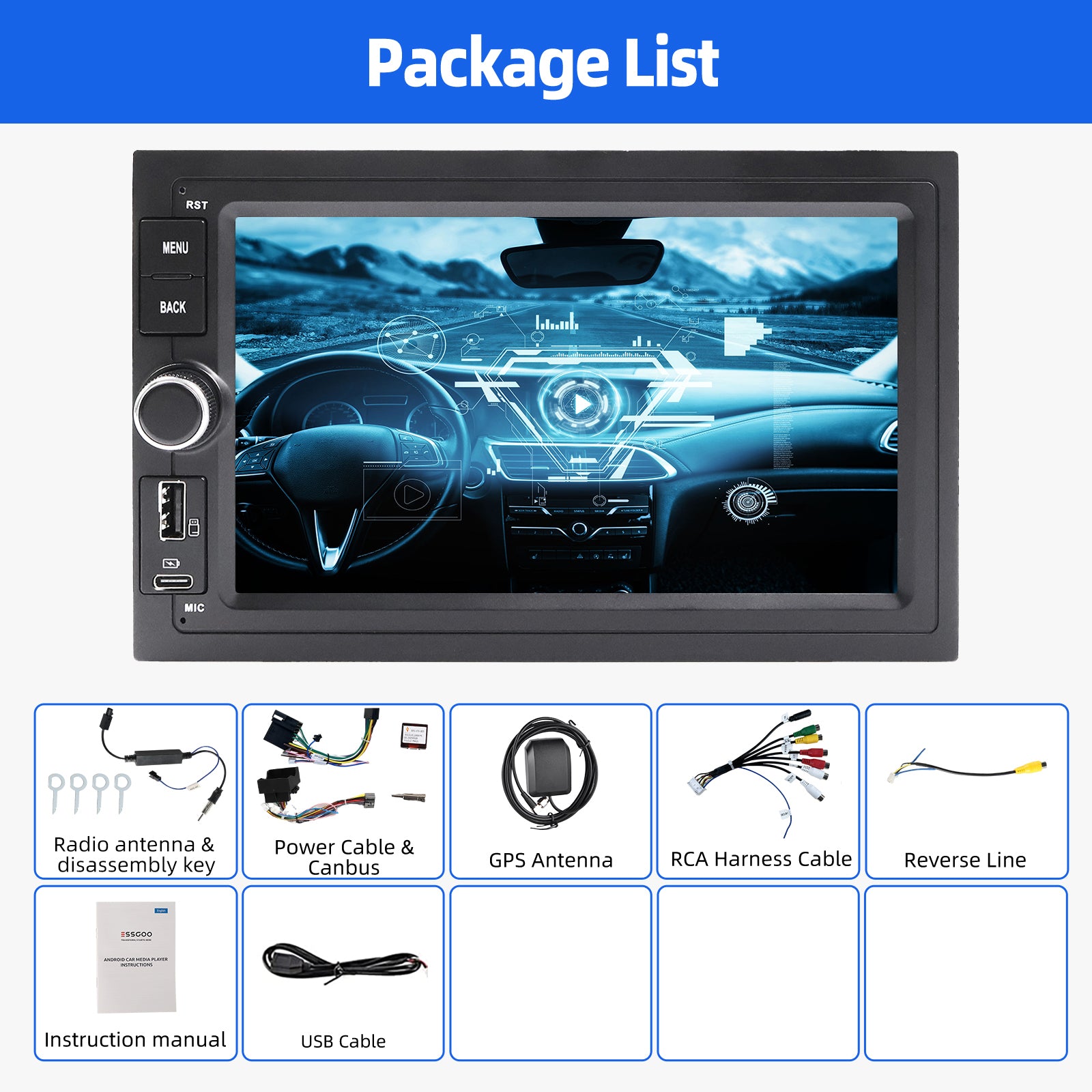 ESSGOO Car Stereo AR7001 VW Autoradio Android 16 7 Zoll