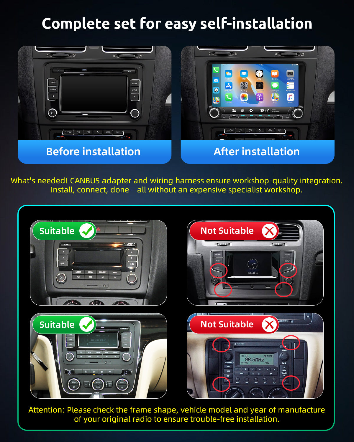 ESSGOO Car Stereo AR9002 Autoradio 9 Zoll für VW Android 15 IPS