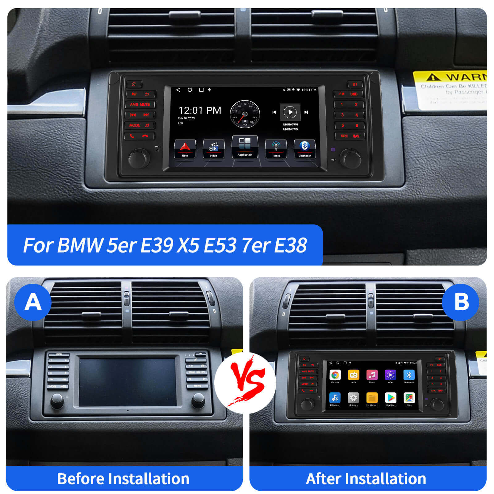 ESSGOO Car Stereo AR7001 MP5 Autoradio 7 Zoll für BMW E53