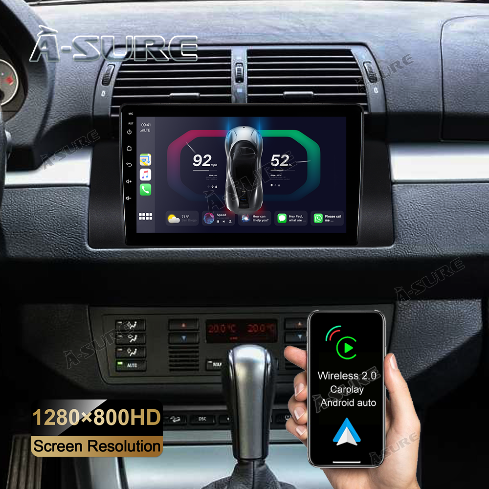 A-Sure GPS Autoradio BMW E39 E53 9 Zoll 2+32GB CarPlay