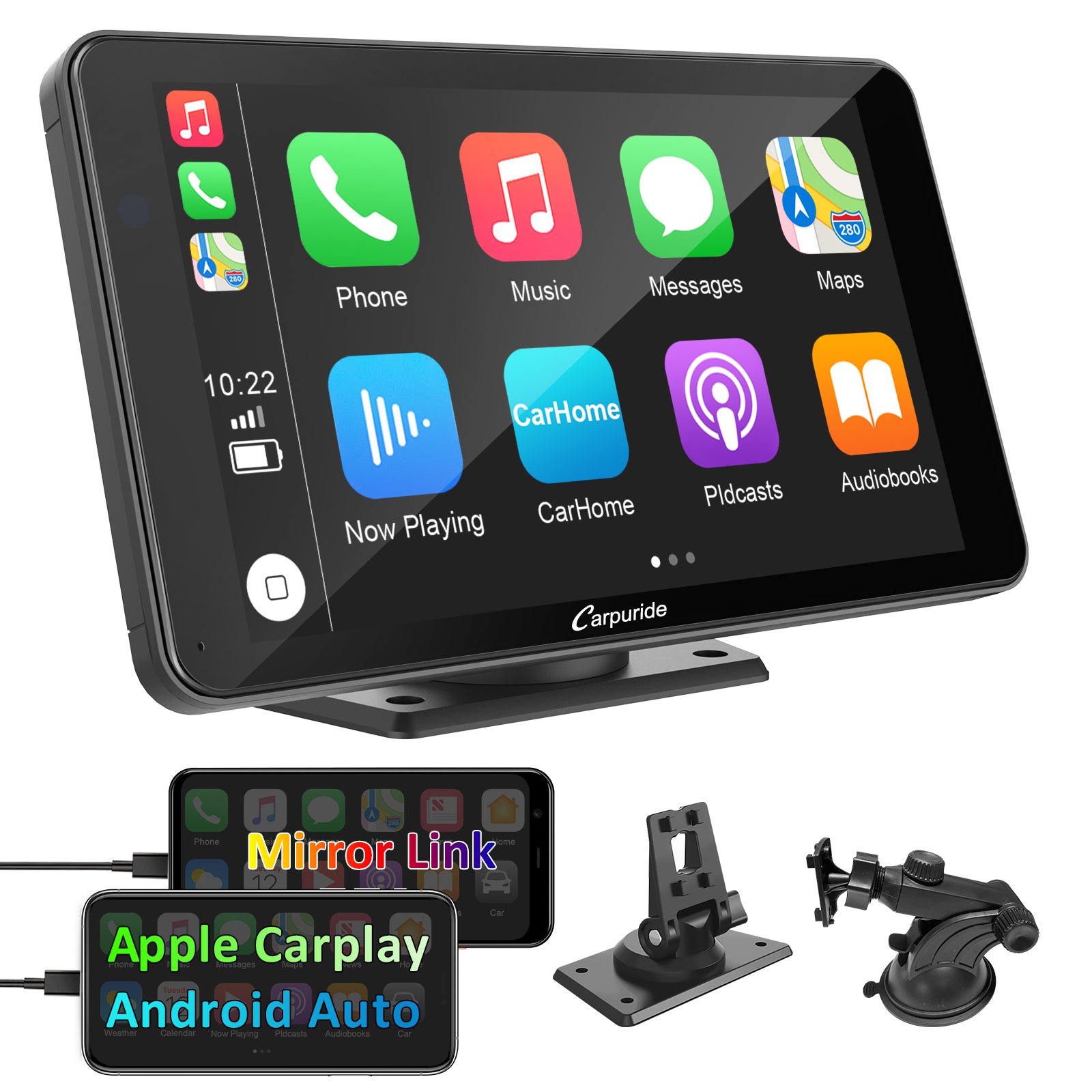 Carpuride Car Smart Stereo 7 Zoll CarPlay-Display Kabel Navigation