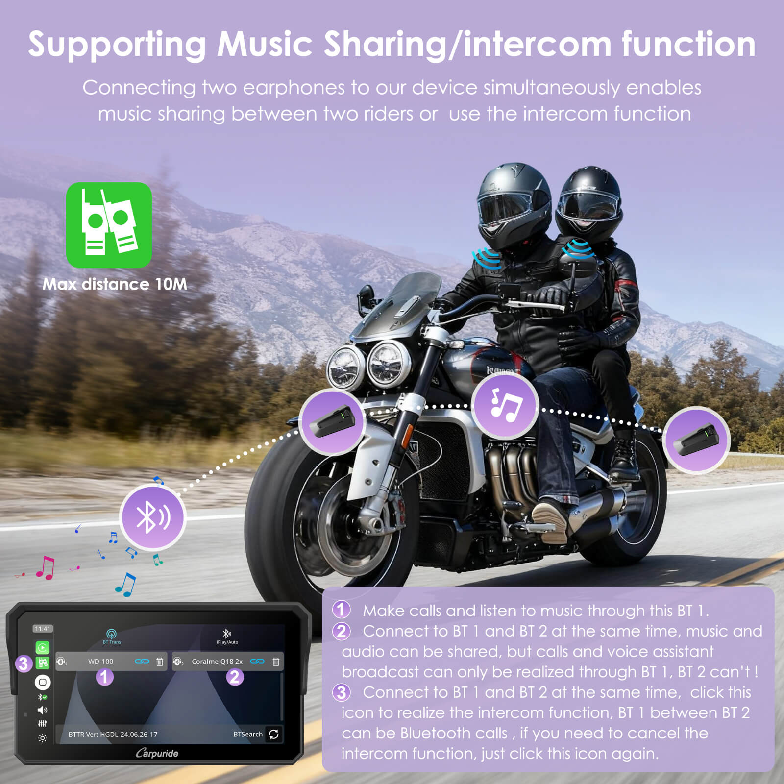 Carpuride W602BS Motorcycle Smart Stereo 6" BMW CarPlay