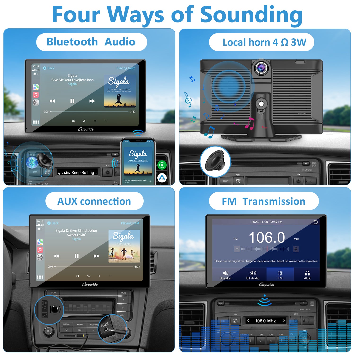 Carpuride W905 CarPlay-Display 9 Zoll mit Dual-Kamera DVR