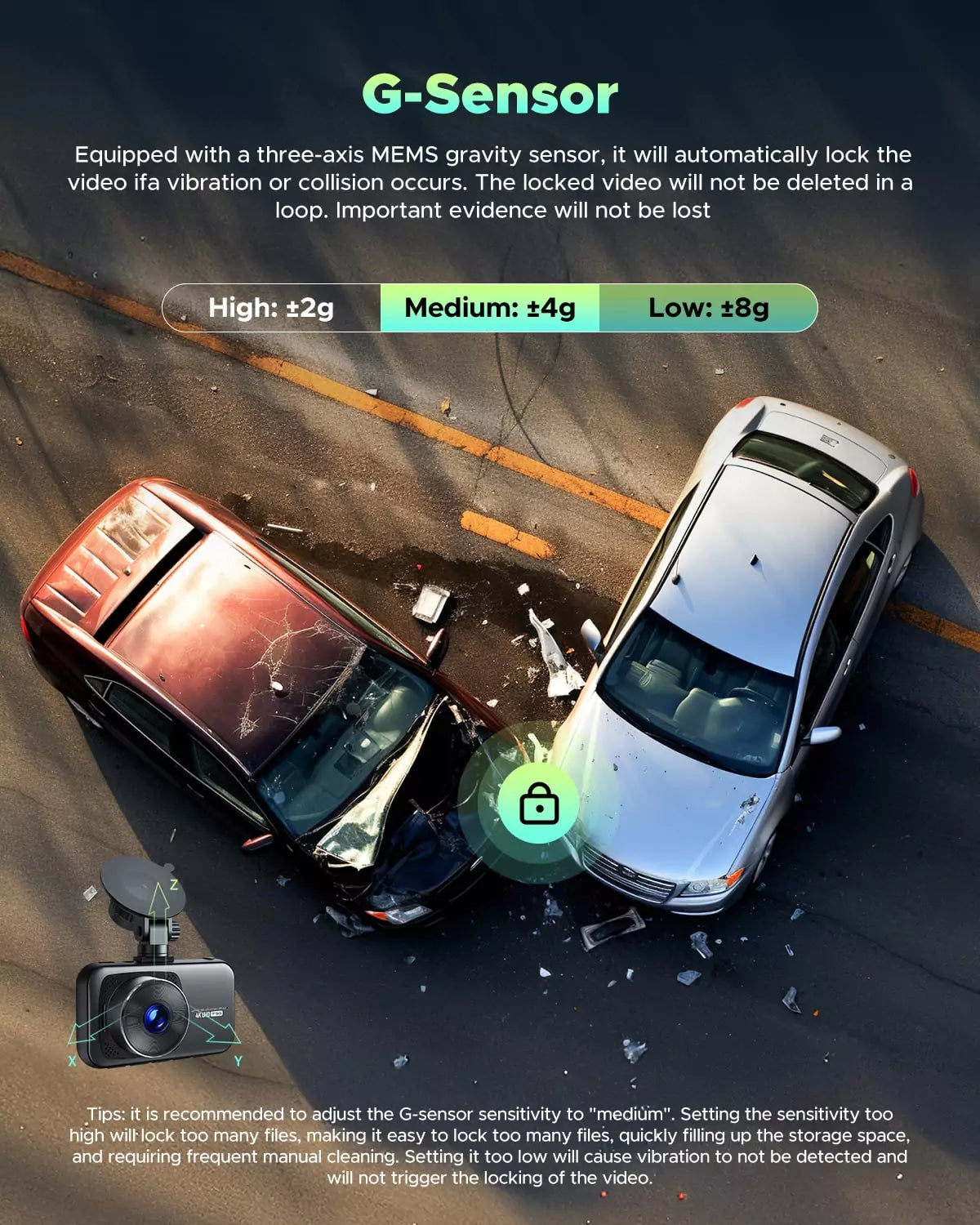 LAMTTO DC16 Dashcam 4K Front Heck 64GB WLAN