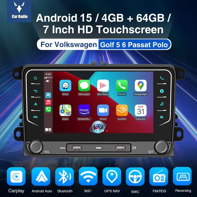 ESSGOO Car Stereo AR7002-7021D Autoradio 7 Zoll Android 16 für VW