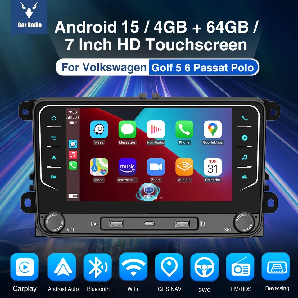 ESSGOO Car Stereo AR7002-7021D Autoradio 7 Zoll Android 16 für VW