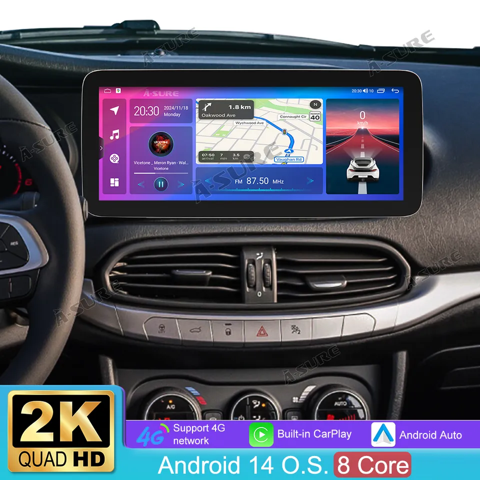 A-Sure GPS car radios Fiat Tipo Egea Autoradio 12,3 Zoll 4+64GB CarPlay