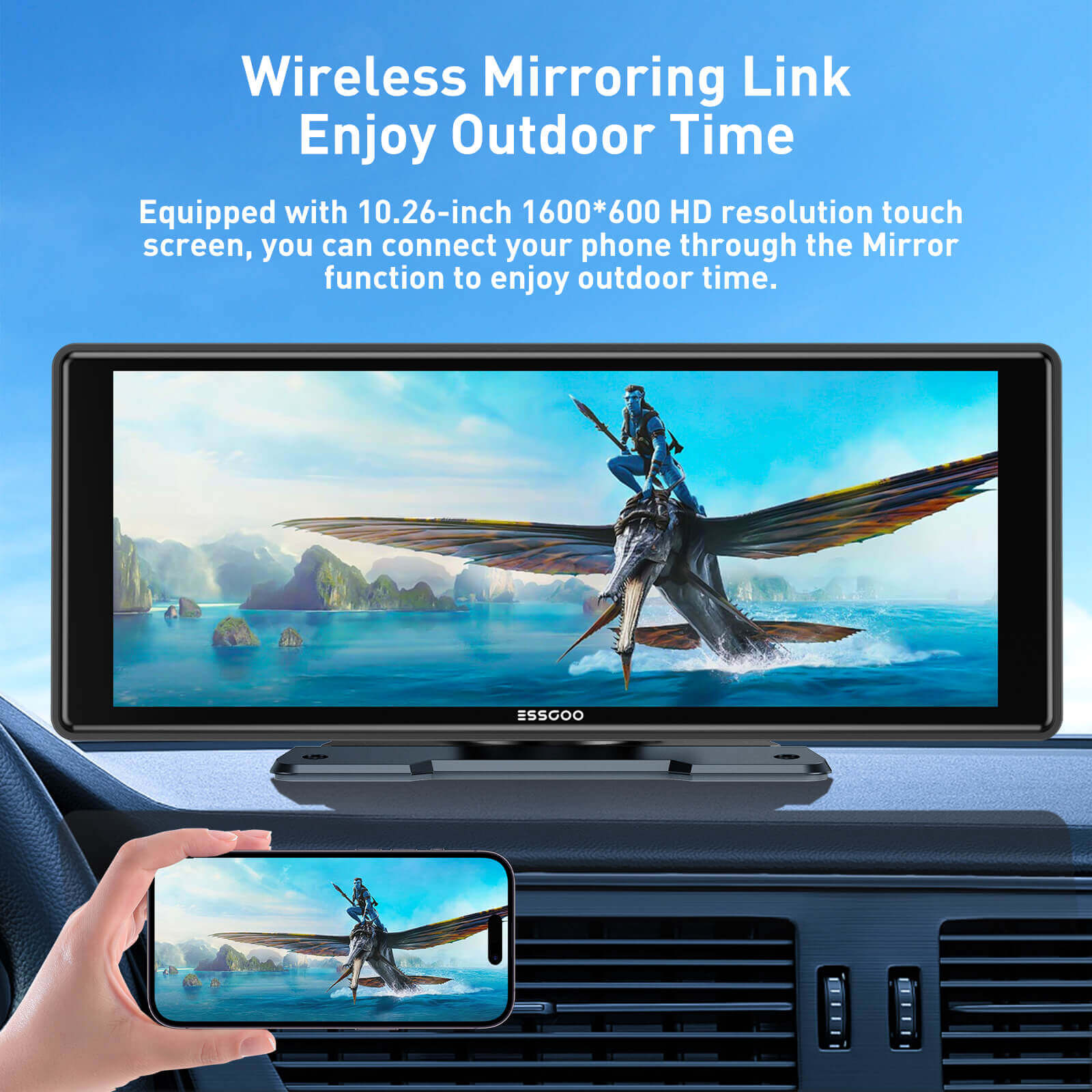 ESSGOO TS0001 CarPlay-Display 10,26 Zoll Portable Wireless