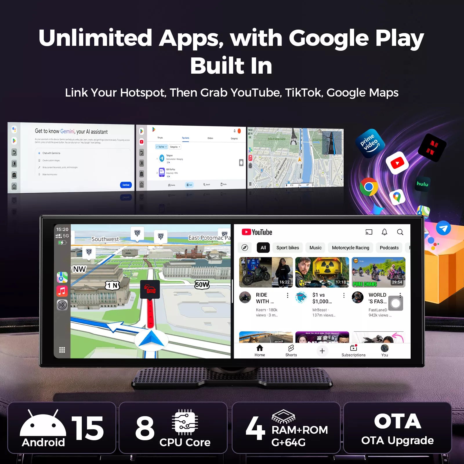 LAMTTO Carplay RC32 11 Zoll CarPlay-Display AI Google Play