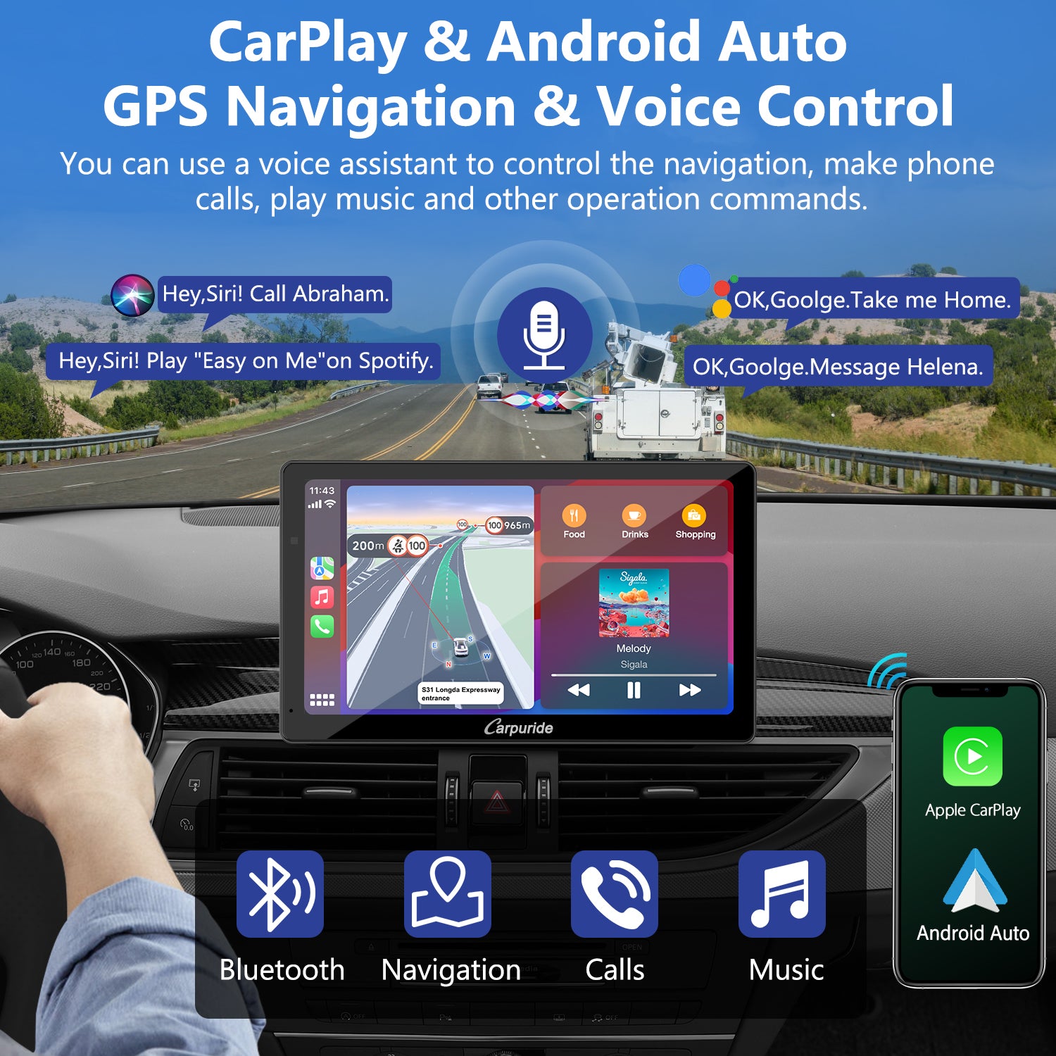 Carpuride W703 Car Smart Stereo 7-Zoll CarPlay Dashcam